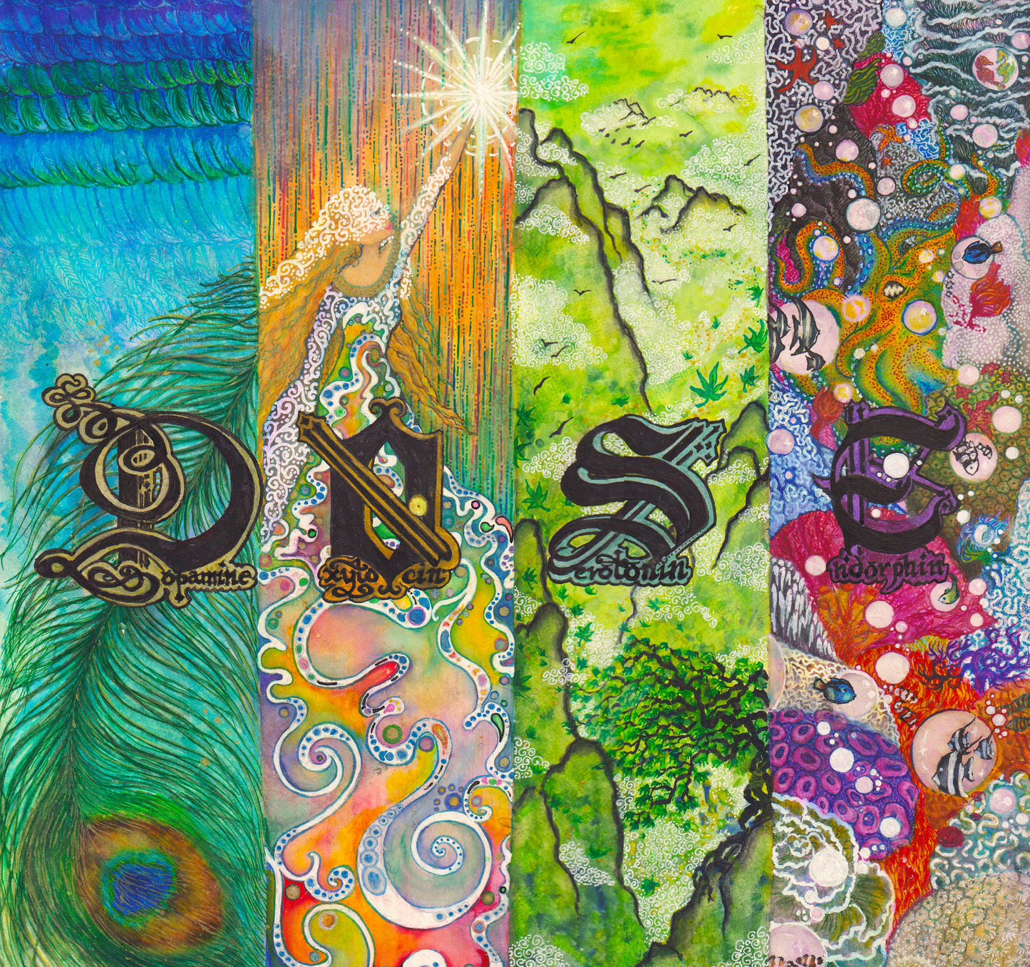 DOSE – The Four Chemicals of Happiness | Psychedelic Nature-Inspired Art Print
