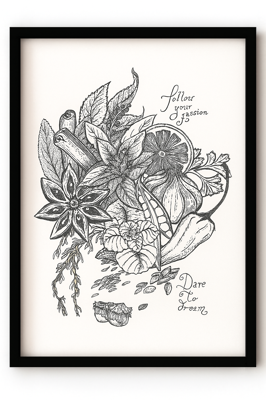 Spice of Life – Botanical Line Art Print | Hand-Drawn Herbal & Nature Illustration