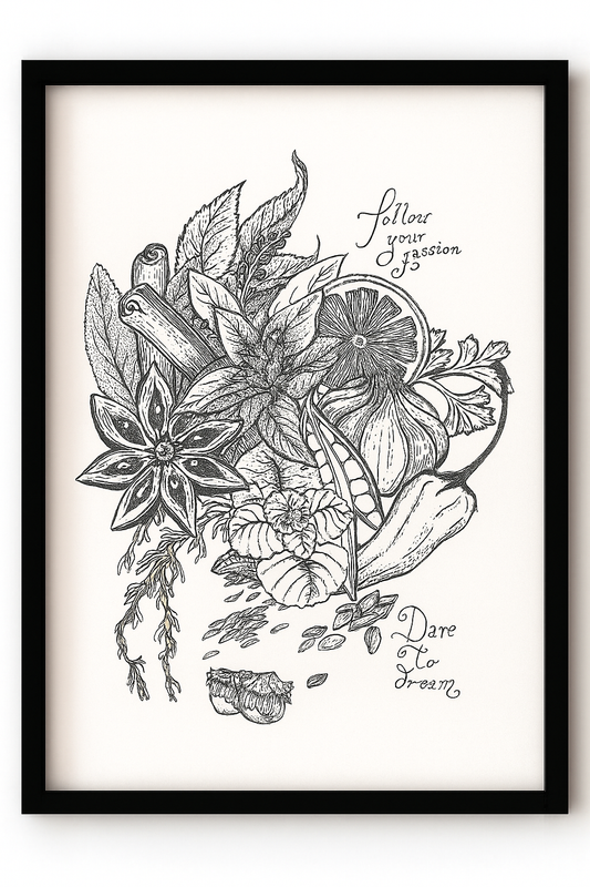 Spice of Life – Botanical Line Art Print | Hand-Drawn Herbal & Nature Illustration